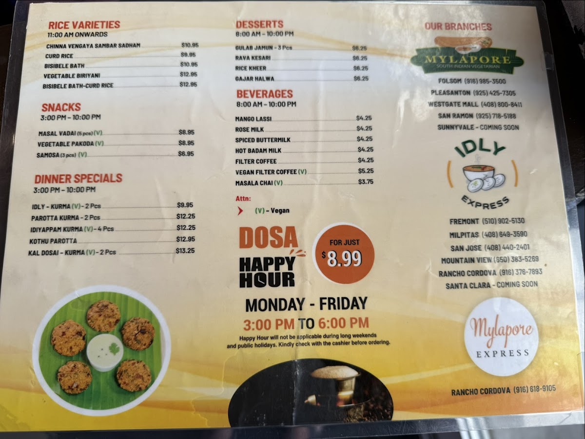 Mylapore South Indian Pleasanton Menu - Image 1