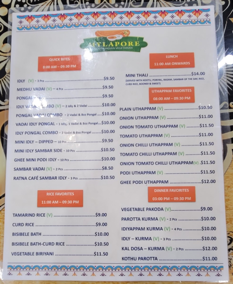 Mylapore South Indian Pleasanton Menu - Image 3