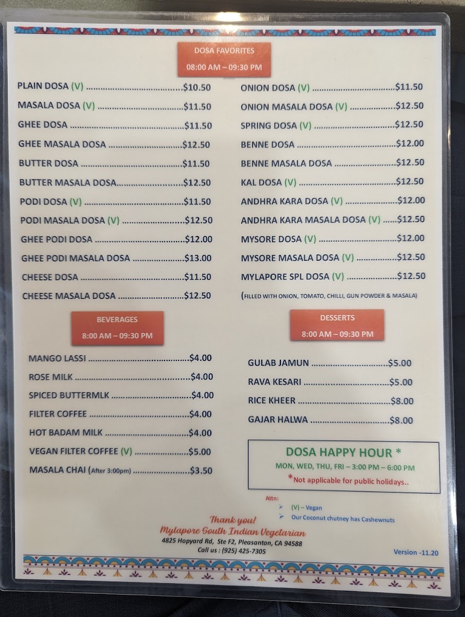 Mylapore South Indian Pleasanton Menu - Image 4